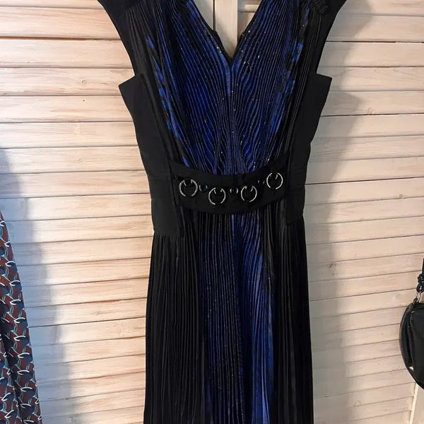 [BUNJANG] Pleated Bustier Dress Black Blue / 플리츠 뷔스티에 블랙 블루 드레스