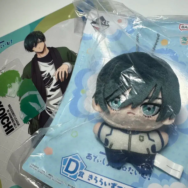 [BUNJANG] Blue Lock Ichiban Kuji Rin Itoshi Plush + Clear Poster + Sticker Bundle / 급처) 블루록 쿠지 이토시 린 누이