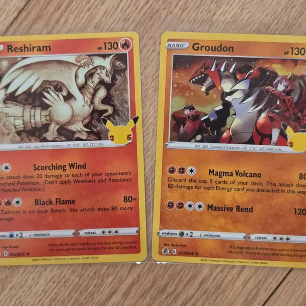 [BUNJANG] Pokemon Card 25th Anniversary Reshiram & Groudon 2-Card Set (English/North American Version) / [영판/북미25주년] 포켓몬 카드 25주년 레시라무&그란돈 2종 세트