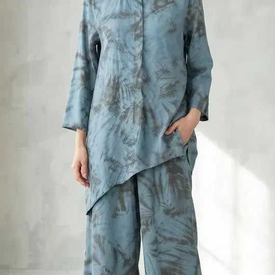 [BUNJANG] Natural Dyeing Indigo Dyed Cotton Silk Set with Bag / 천연염색 감물  쪽염색한벌과 가방쌔트66새것