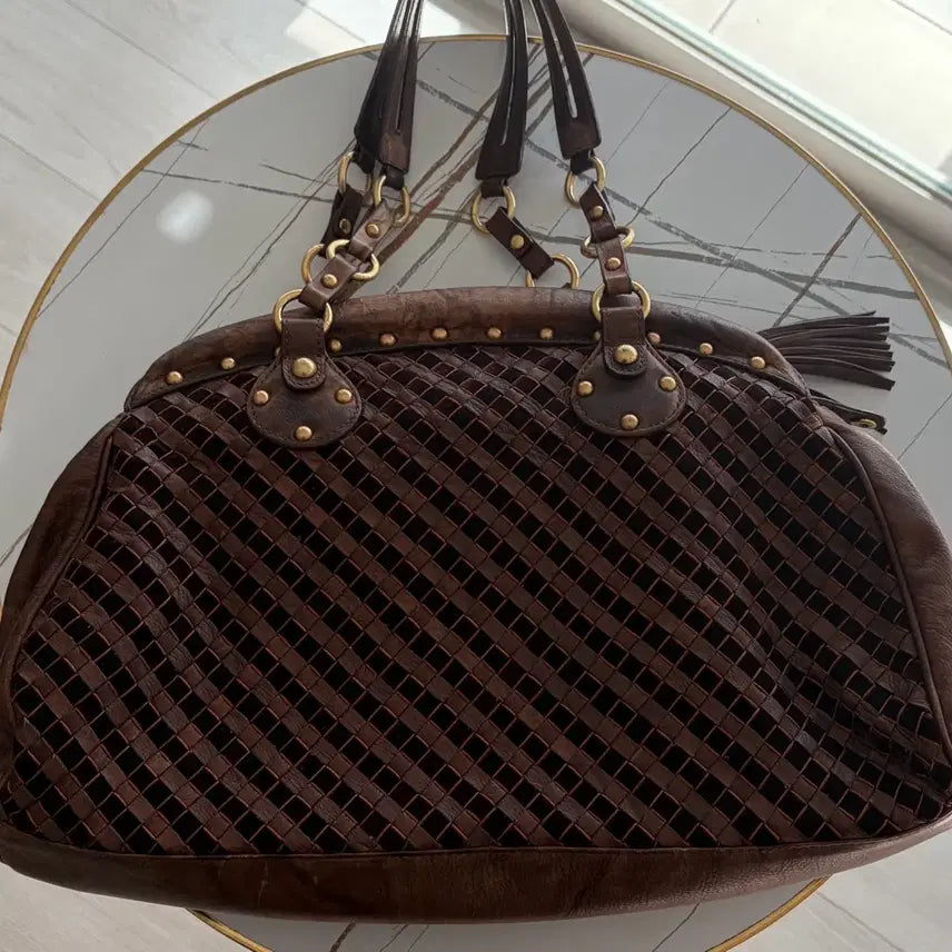 [BUNJANG] Brown Leather Shoulder Bag with Tassel / 가방