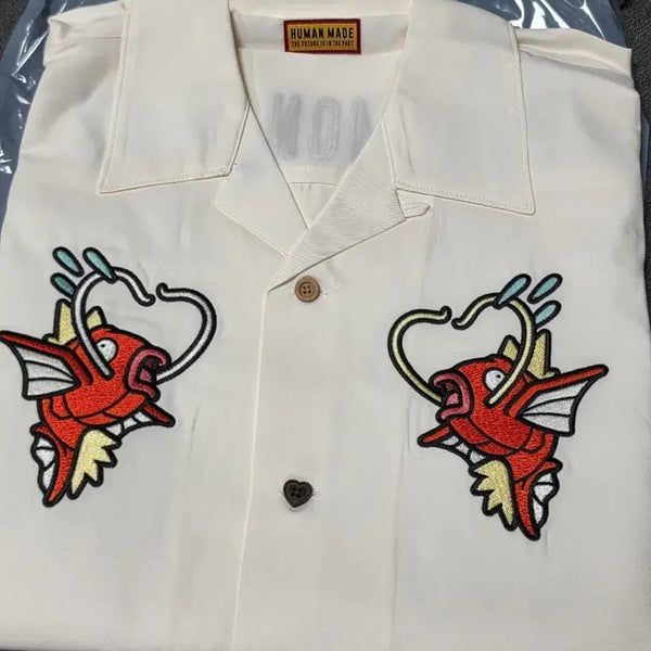 [BUNJANG] Human Made x Pokemon Magikarp Aloha Shirt White XL / [XL]휴먼 메이드 x 포켓몬 메이드 알로하 셔츠 화이트 잉어킹