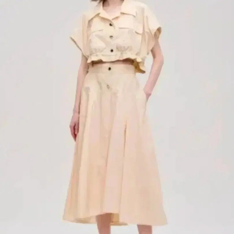 [BUNJANG] System (The Handsome Group) Beige Cropped Short-Sleeve Jacket / *택채새상품*한섬 시스템 반팔 자켓