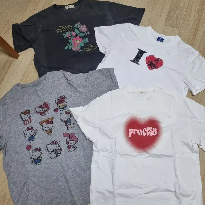 [BUNJANG] Women's Short Sleeve T-Shirt 4-Piece Set / 여자 반팔 티셔츠 4종 세트