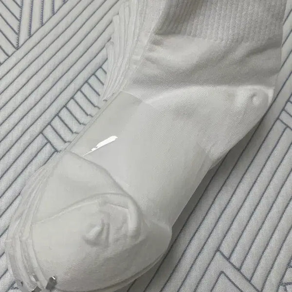 [BUNJANG] White Ankle Socks (Unisex) - 10 Pairs / 흰색 단목 양말 남여 공용 10켤레