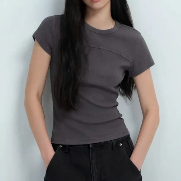 [BUNJANG] Musinsa Standard Women's Pigment T-Shirt Dark Gray / 무신사스탠다드 우먼 피그먼트 티셔츠 다크그레이