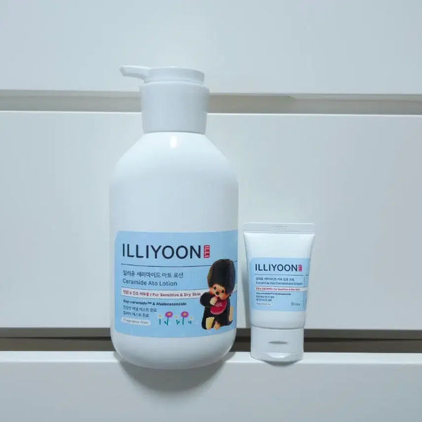 [BUNJANG] Illiyoon Ceramide Ato Lotion 600ml + Cream 50ml Monchhichi Collaboration / 일리윤 세라마이드 아토 로션 600ml+30ml 크림 몬치치콜라보
