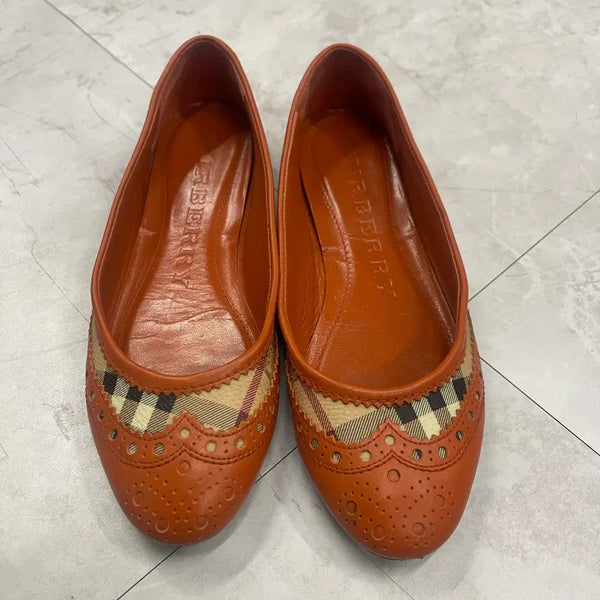 [BUNJANG] Burberry Nova Check Leather Flats / 버버리 BURBERRY 노바체크 레더 플랫슈즈