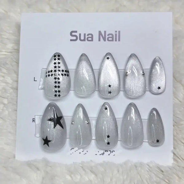 [BUNJANG] Handmade Magnetic Star Nail Tips (Customizable Color) / No.158 자석 스타 수제네일팁