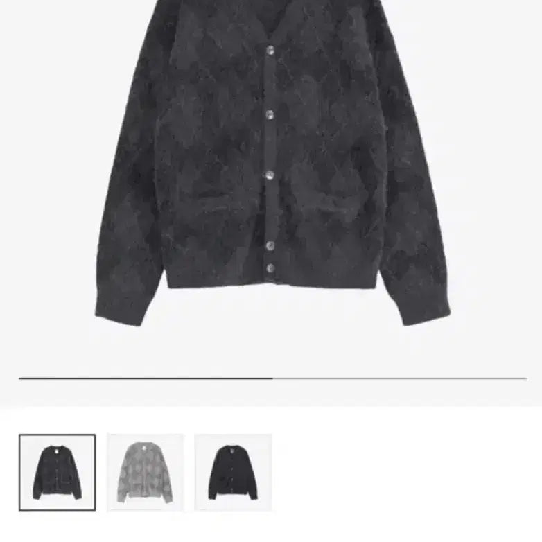 [BUNJANG] Politeu Argyle Mohair Cardigan Charcoal / [2] 폴리테루 아가일 모헤어가디건 차콜