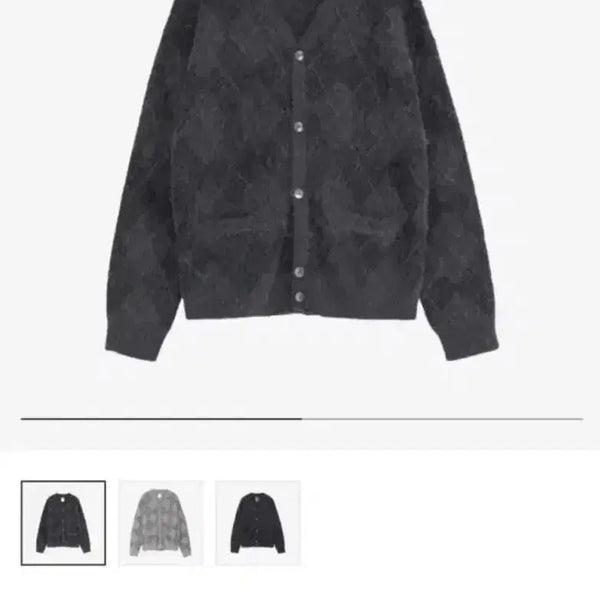[BUNJANG] Politeu Argyle Mohair Cardigan Charcoal / [2] 폴리테루 아가일 모헤어가디건 차콜