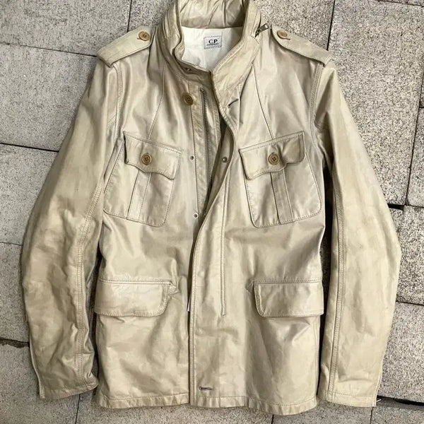 [BUNJANG] CP Company Suede Leather Field Jacket M Cream / CP컴퍼니 소가죽 필드 자켓 M 크림