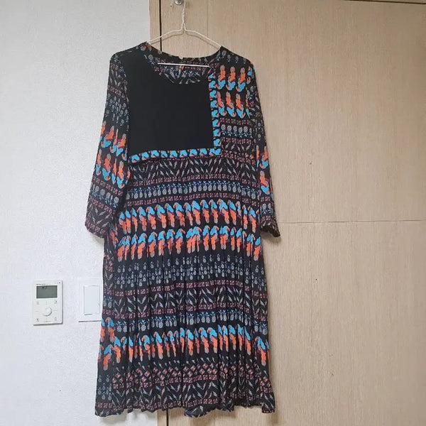 [BUNJANG] Patterned Long Dress (Size 55-66) / 패턴 롱 원피스 (55~66)