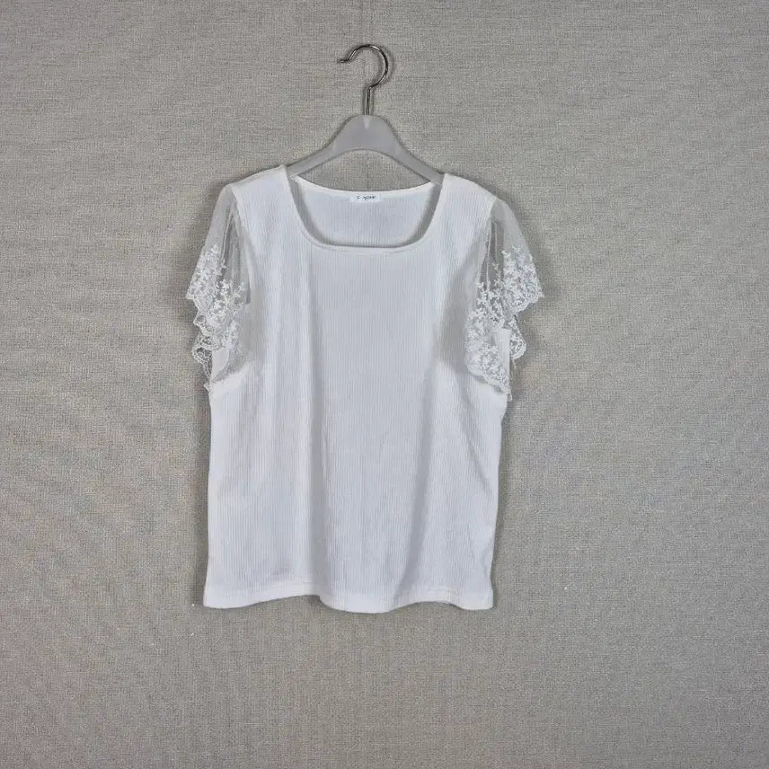 [BUNJANG] Lace Short Sleeve T-Shirt White / (#55추천/L/택없는새상품)면혼방 비침없는 화이트레이스 반팔티