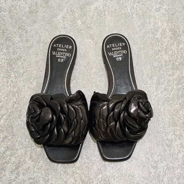 [BUNJANG] Valentino Atelier Rose Edition Mule Slide Sandals Black / [발렌티노] 아틀리에 로즈 에디션 뮬 슬라이드 샌들 _블랙(36)