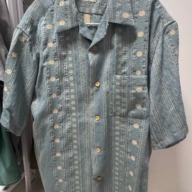 [BUNJANG] Bants HDR Hawaiian Open Collar Short Sleeve Shirt - Jade Green / 반츠 HDR 하와이안 오픈 칼라 셔츠 반팔 - 제이드 그린