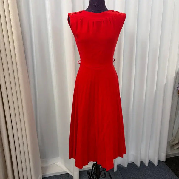 [BUNJANG] Red Pleated 100% Wool Dress / 레드 플리츠 울 100% 원피스 55