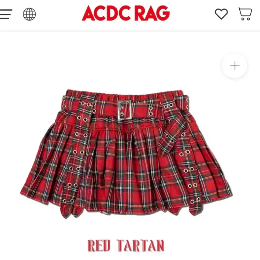 [BUNJANG] ACDC RAG Red Tartan Check Mini Skirt / acdc rag 레드 타탄 체크 미니스커트 펑크 캐캐체 나나