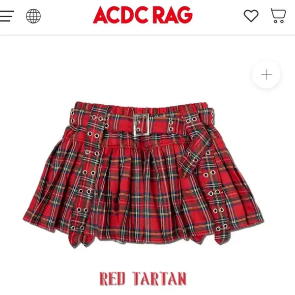 [BUNJANG] ACDC RAG Red Tartan Check Mini Skirt / acdc rag 레드 타탄 체크 미니스커트 펑크 캐캐체 나나