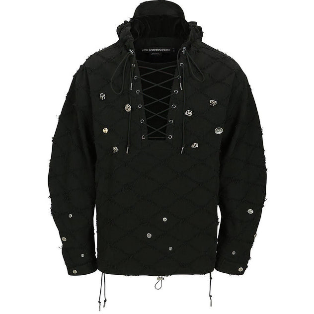[BUNJANG] Andersson Bell Lace-Up Anorak Hoodie Black / 앤더슨벨 레이스업 아노락 후디 블랙