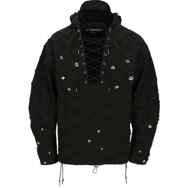 [BUNJANG] Andersson Bell Lace-Up Anorak Hoodie Black / 앤더슨벨 레이스업 아노락 후디 블랙