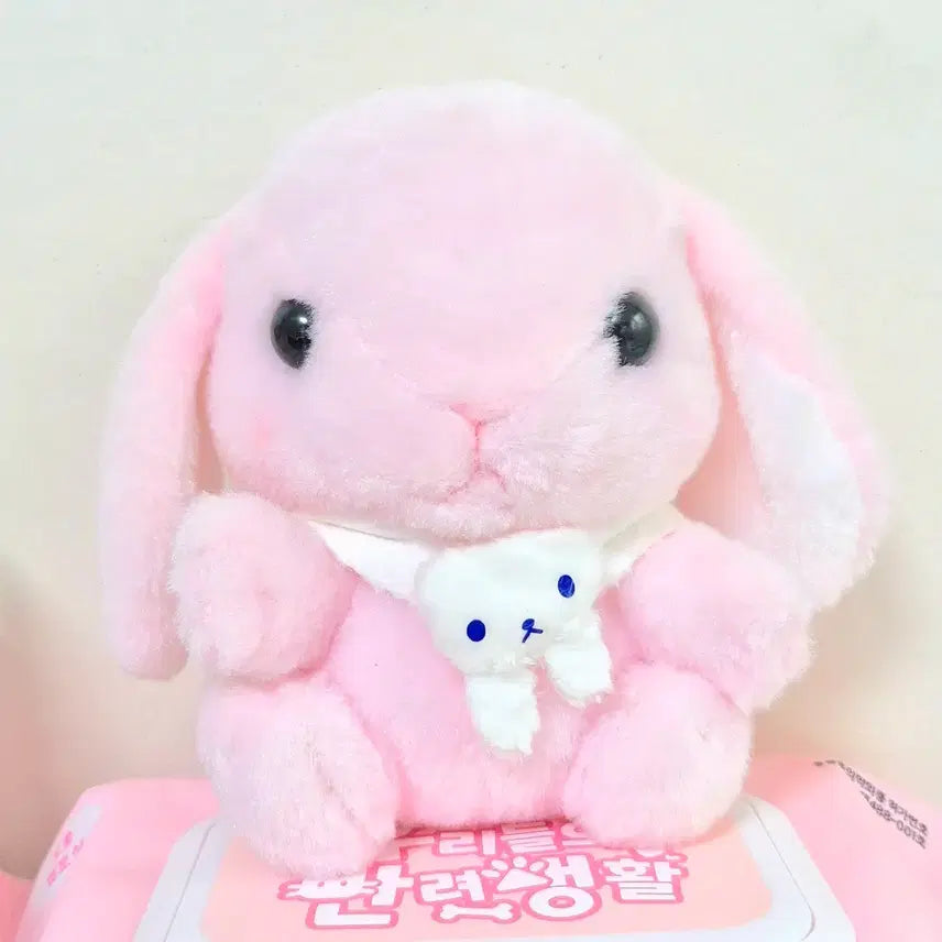 [BUNJANG] Amuse Rabbit White Scarf Pink Plush Toy / 어뮤즈 아뮤즈 포테우사 화이트 목도리 핑크 분홍 롯삐 롯피 인형