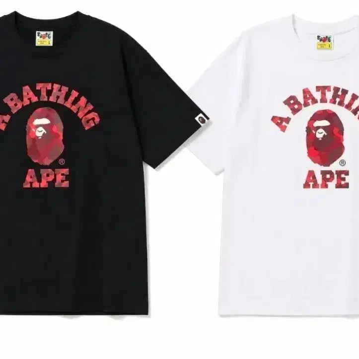 [BUNJANG] BAPE Short Sleeve T-Shirt Black/White / 베이프 반팔티 블랙/화이트