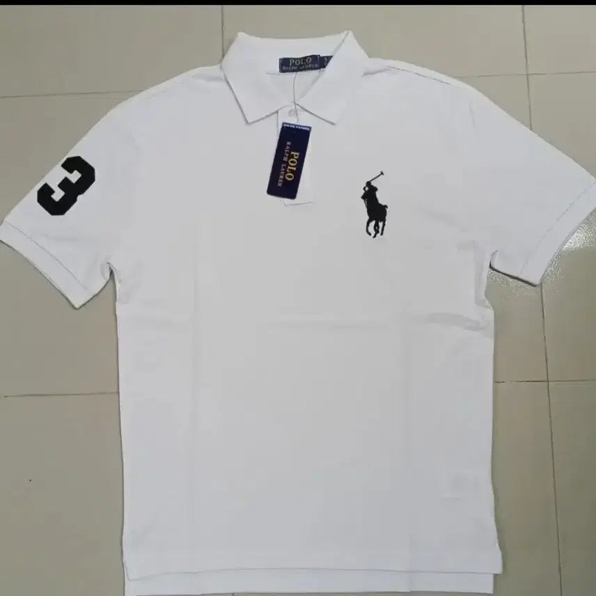 [BUNJANG] Polo Ralph Lauren White Short Sleeve Polo Shirt - Number 3 Logo / 폴로 랄프로렌 화이트 반팔 카라티 3번