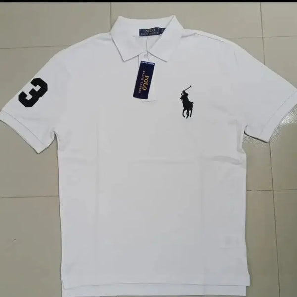 [BUNJANG] Polo Ralph Lauren White Short Sleeve Polo Shirt - Number 3 Logo / 폴로 랄프로렌 화이트 반팔 카라티 3번
