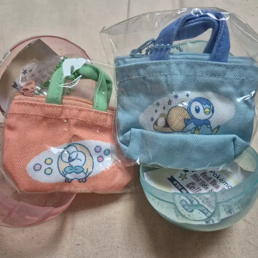 [BUNJANG] Pokemon Mini Tote Bag Pouch Bundle Set (Rowlet & Piplup) / 미개봉) 포켓몬 미니토트백 파우치 나몰빼미,팽도리 일괄