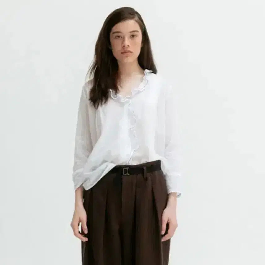 [BUNJANG] VIA PLAIN Bell Frill Blouse / 비아플레인 벨프릴블라우스