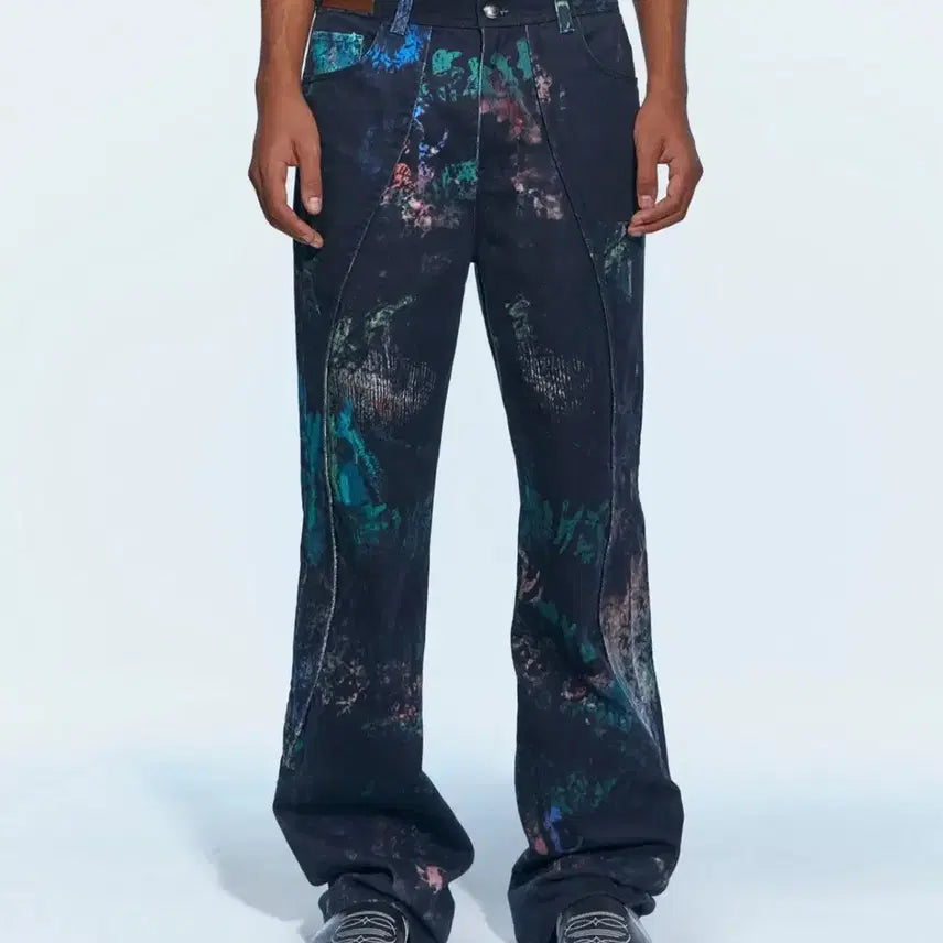 [BUNJANG] Andersson Bell Black Scratch Curved Wide Jeans Size 33 / 앤더슨벨 블랙 스크레치 커브드 와이드 진 33