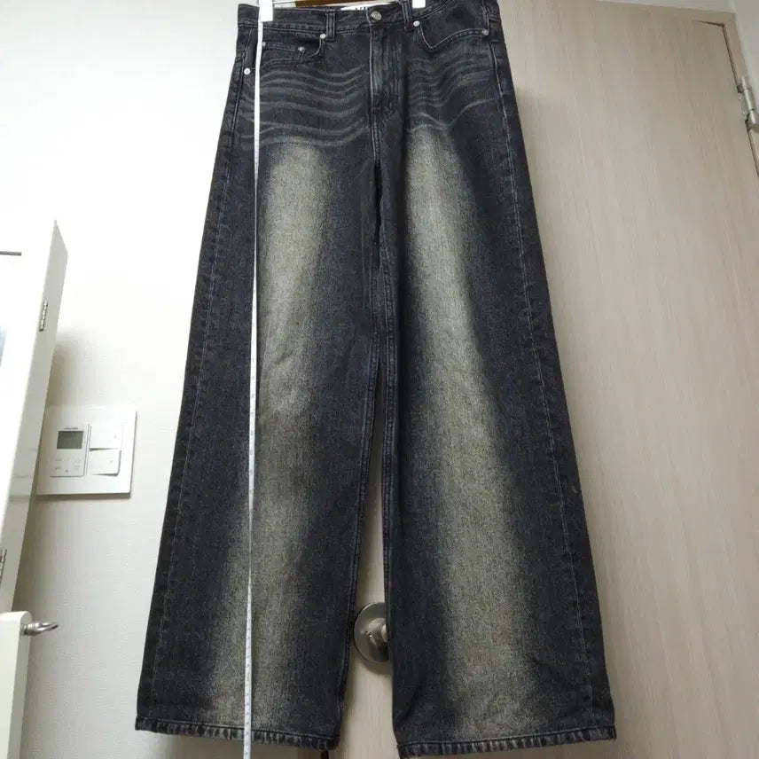 [BUNJANG] SATUR Brooklyn Washed Black Denim Wide Pants M / SATUR 브루클린 뉴트로 와이드 워시드 흑청 데님 팬츠 M