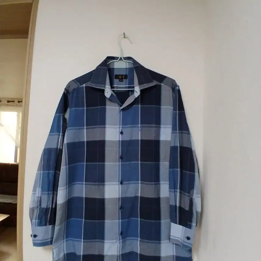 [BUNJANG] Daks Check Shirt Blue 95 / 닥스 체크 남방 블루 95