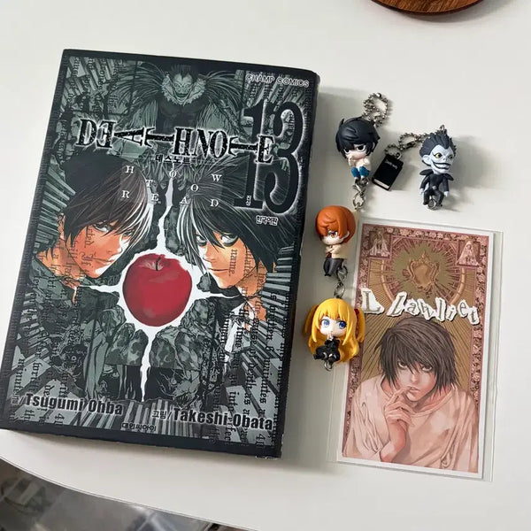 [BUNJANG] Death Note Chain Gacha Keyring Full Set (L, Light, Misa, Ryuk, Vol. 13 Special Card) / 데스노트 대롱 연결 가챠 키링 전종 풀세트 엘 라이토 미사 류크 13권 특전 카드