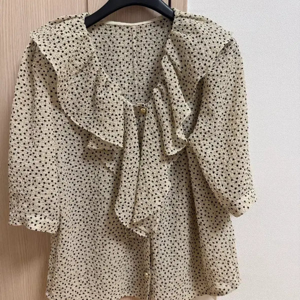 [BUNJANG] Mine Dot Frill Blouse / 마인 도트 블라우스