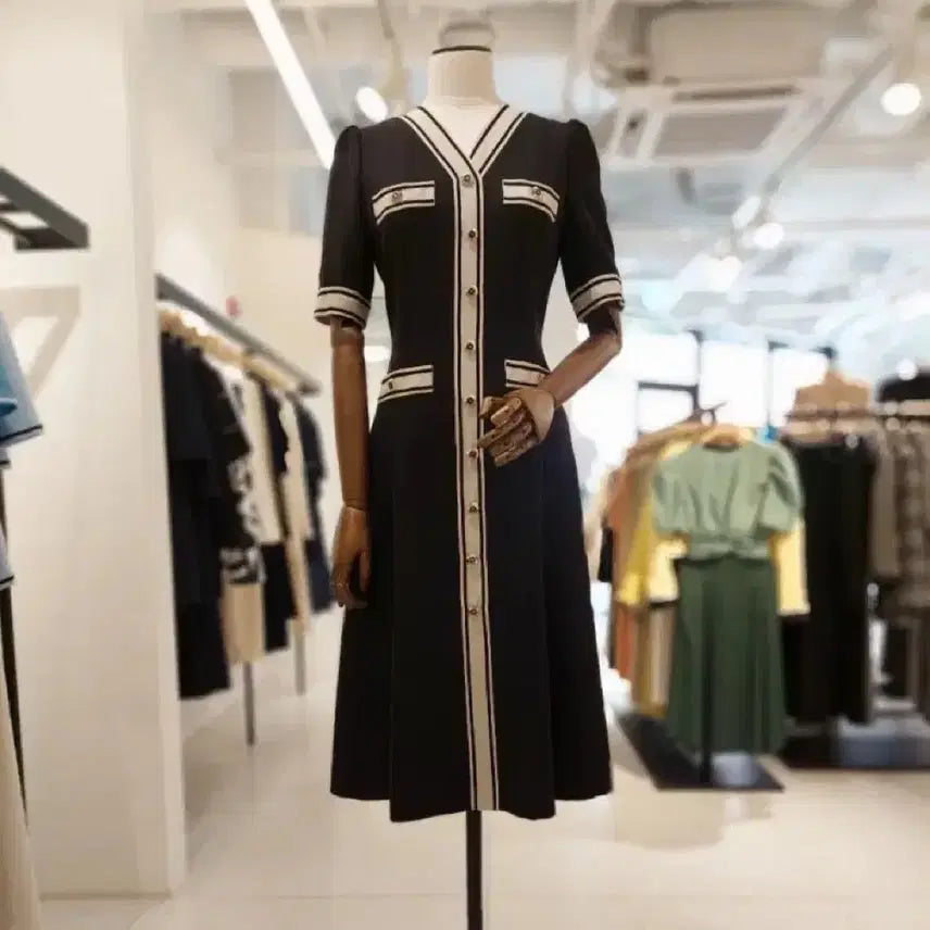 [BUNJANG] MOJO. S. PINE Colorblock V-neck Dress / 모조에스핀 배색 브이넥 원피스