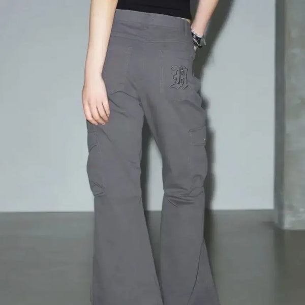 [BUNJANG] Helene Paris Pigment Bootcut Cargo Pants Smoke Gray / 헬레네파리스 피그먼트 부츠컷 카고 팬츠 스모크 그레이