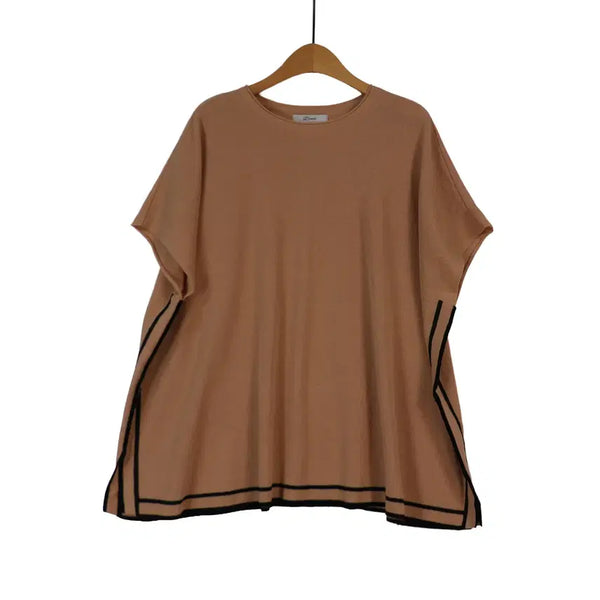 [BUNJANG] D'precel Linen Blend Loose Fit Short Sleeve Knit Beige / D'precel 린넨 니트 프리 베이지 루즈핏 반팔 니트