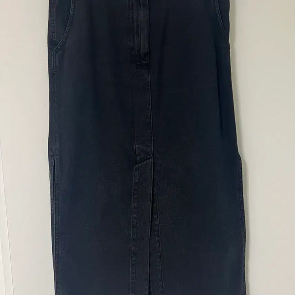 [BUNJANG] Tomboy Denim Long Skirt - Black / 톰보이 데님 롱스커트 66