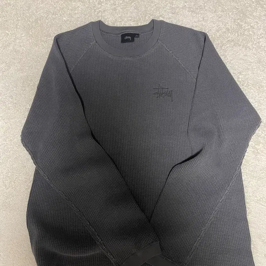 [BUNJANG] Stussy Raglan Thermal Long Sleeve Crew Washed Black L / 스투시 래글런 써멀 롱슬리브 크루 워시드 블랙 L