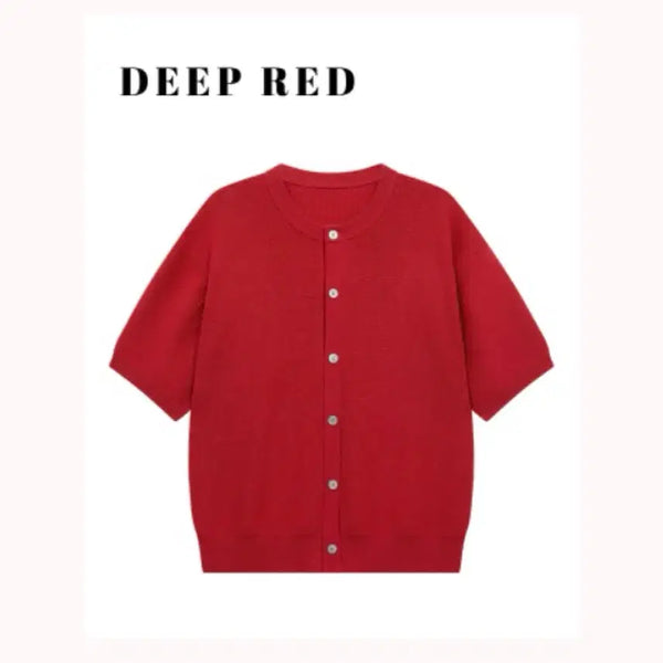 [BUNJANG] Hyojee Knit Cardigan Deep Red L / 효지 니트 가디건 딥레드 L