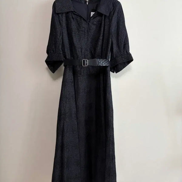 [BUNJANG] MICHAA Linen Blend Flare Dress - Navy (44/55) / 미샤 린넨 혼방  플레어 원피스