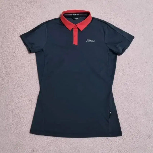 [BUNJANG] Titleist Women's Tour-Fit Golf Performance Polo Shirt - Black/Red, Size S / (정품)타이틀리스트 골프 티셔츠 S