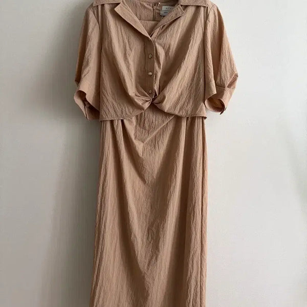 [BUNJANG] MICHAA Crepe Fabric Two-Way Shirt Dress Set / 미샤 바스락 소재 투웨이 셔츠 원피스 세트