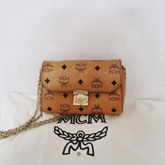 [BUNJANG] MCM Visetos Crossbody Bag Gold Chain Brown / MCM 비세토스 크로스백 금장 체인 브라운