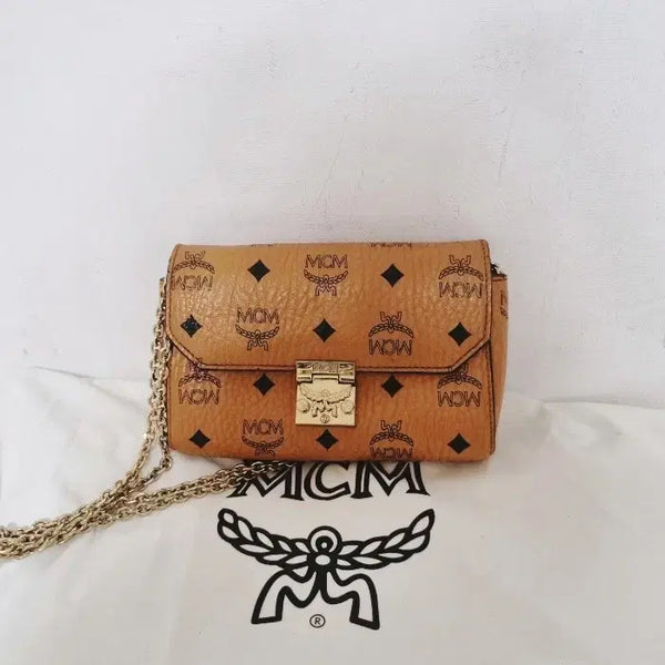 [BUNJANG] MCM Visetos Crossbody Bag Gold Chain Brown / MCM 비세토스 크로스백 금장 체인 브라운