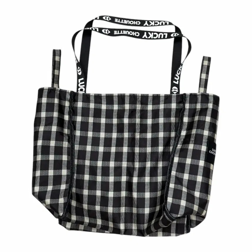[BUNJANG] Lucky Chouette Check Tote Bag / 럭키슈에뜨 체크 토트백 가방