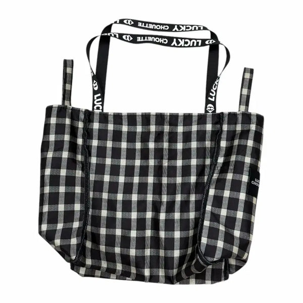 [BUNJANG] Lucky Chouette Check Tote Bag / 럭키슈에뜨 체크 토트백 가방