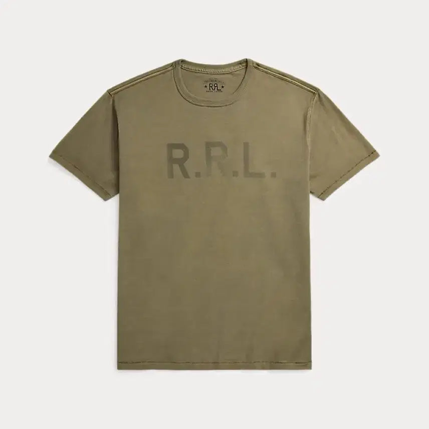 [BUNJANG] RRL Garment Dyed Logo Jersey T-Shirt Olive XL / RRL 더블알엘 가먼트다이 로고 저지 티셔츠 올리브 XL